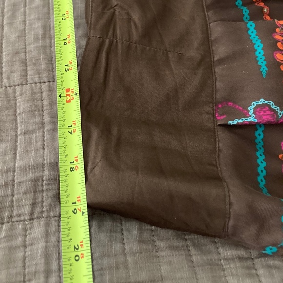 Lynne Ritchie Brown Pleated Silk Midi Skirt Beads Sequins  SZ XL - Picture 5 of 9